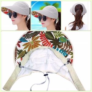 NWOT White/Colorful Tropical Visor Hat